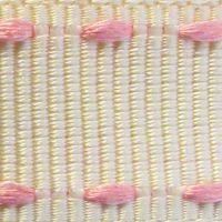 Stitched Grosgrain pink stitch on cream