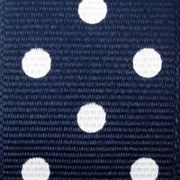 10 Metre Roll Grosgrain Fabric Polka Dot Spot Ribbon 25mm Navy Blue