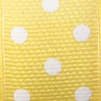 10 Metre Roll Grosgrain Fabric Polka Dot Spot Ribbon 25mm Yellow