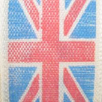 25mm Wide Vintage Union Jack Fabric Ribbon Roll - 20 Metre Long - Light Red White Blue