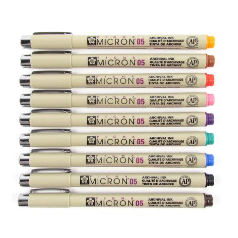 Sakura Pigma Micron 05 Fineliner Pen Set of 9