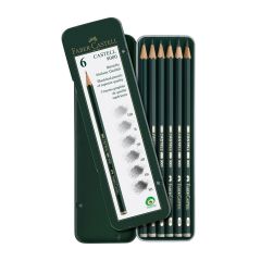 Faber Castell Finest Artist 9000 6 Drawing Pencil Tin Set 8B-HB