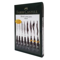 Faber Castell Pitt Artist Pens 8 Assorted Black