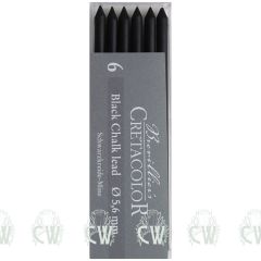 Pack of 6 Cretacolor Artists Black Chalk 5.6mm Clutch Pencil Leads
