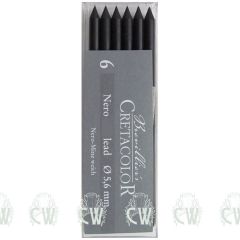 Pack of 6 Cretacolor Artists Nero Medium 5.6mm Clutch Pencil Leads