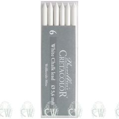 Pack of 6 Cretacolor Artists White Chalk Medium 5.6mm Clutch Pencil Leads