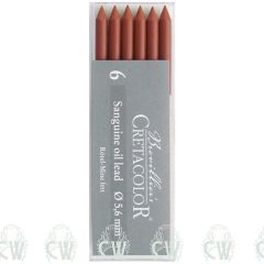 Pack of 6 Cretacolor Artists Sanguine Oil 5.6mm Clutch Pencil Leads