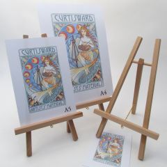 3 Pack of Small Wooden Table Easels. Display Frames, Art. 28cm High