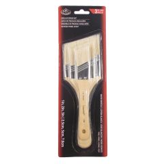 Set of 3 Royal Artists Large Firm White Bristle Brushes ANGLED 1",2",3"