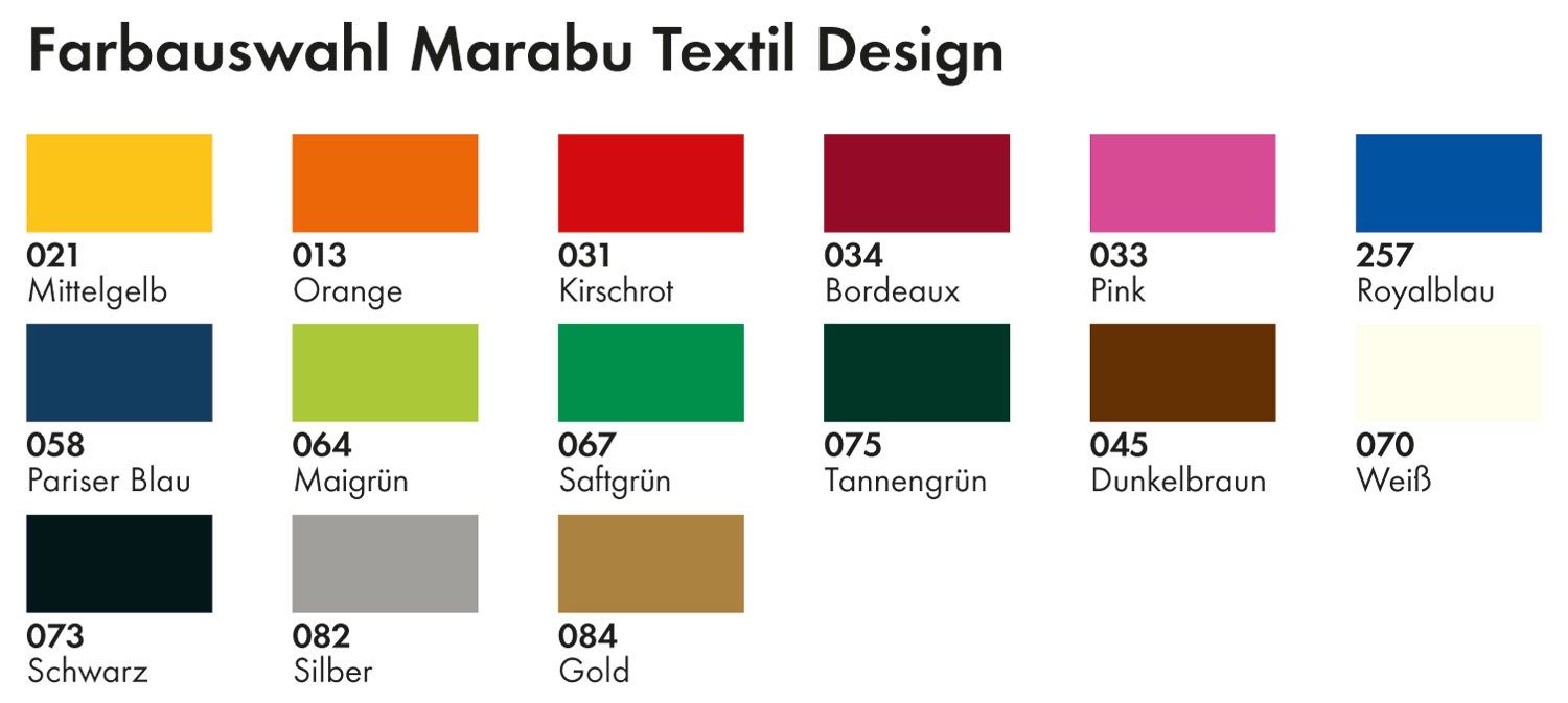 Marabu Textil Design Spray Paint Colour Chart