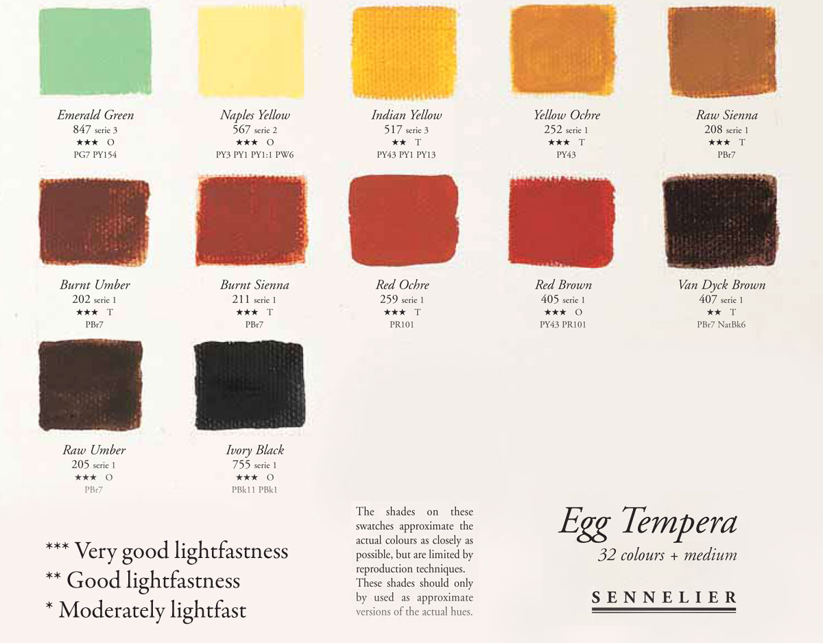 Sennelier Egg Tempera Colour Chart