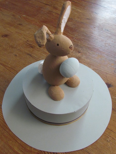 Easter Bunny made from Polystyrene shapes and Papier Mache 
