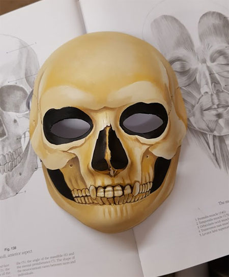A Halloween skull paper mask 