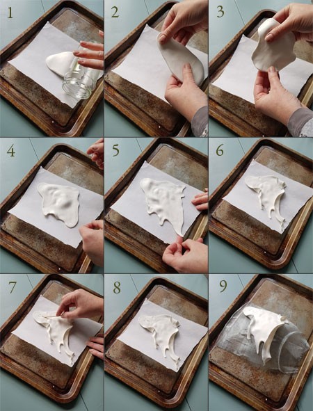 The stages of making ghosts out of Sculpey Ultra Light