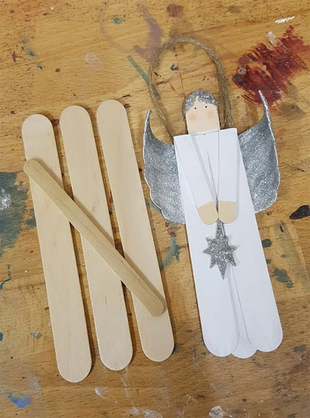The ideal Lolly Sticks to make Angel Christmas Tree Decorations 