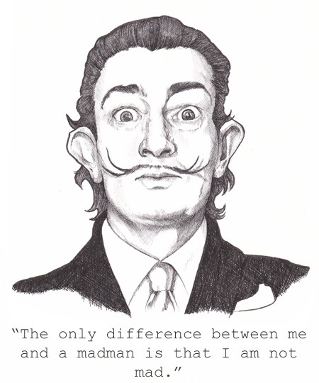 Salvador Dali - Pen and Ink Drawing by Kim Curtis